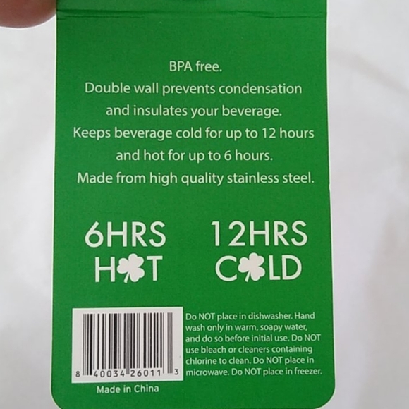 Stainless Steel Hot Cold Tumblers Coffee Tea Wine, Irish Ireland, set of 2 - Picture 6 of 6